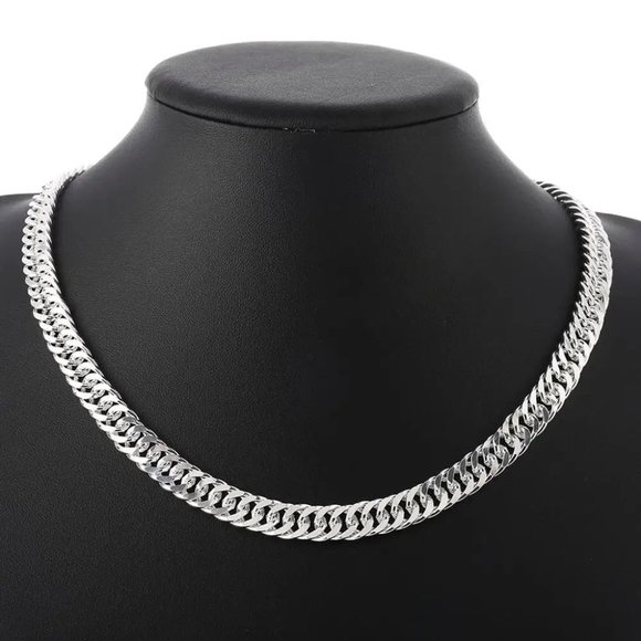Beautiful Cuban Link 20 Inch Stamped .925 Solid Sterling Silver Chain 10mm Wide - Picture 1 of 7
